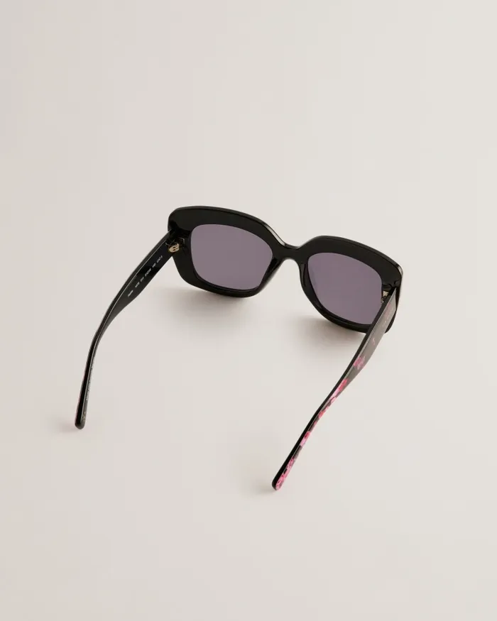 Women ERIIKKA 8211 Oversized Square Floral Detail Sunglasses Black Ted Baker Sunglasses