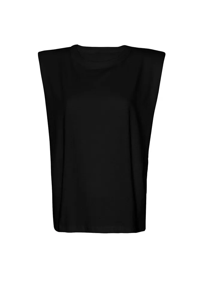 Women Eva Padded Shoulder Muscle TShirt 8211 Black The Frankie Shop Tops