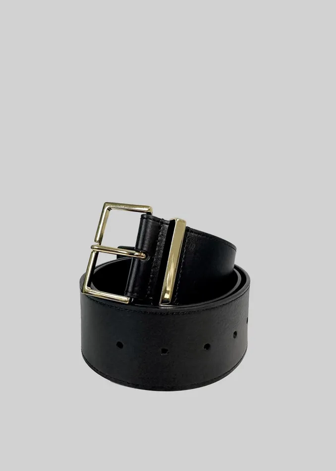 Women Evro Leather Belt 8211 BlackGold The Frankie Shop