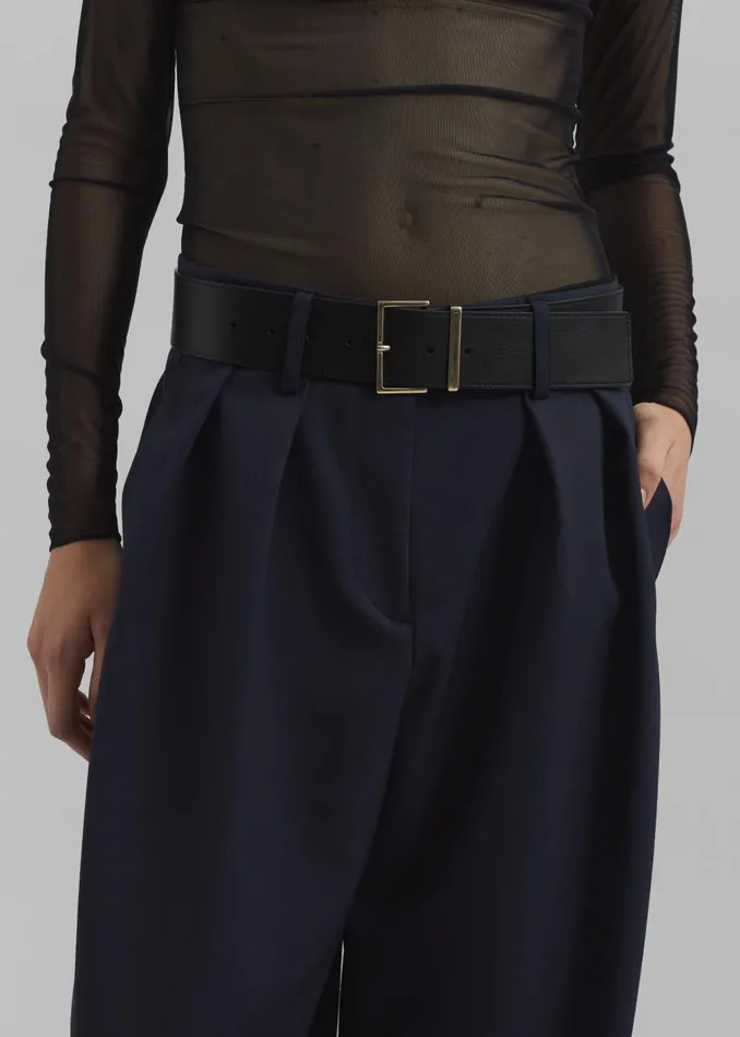 Women Evro Leather Belt 8211 BlackGold The Frankie Shop