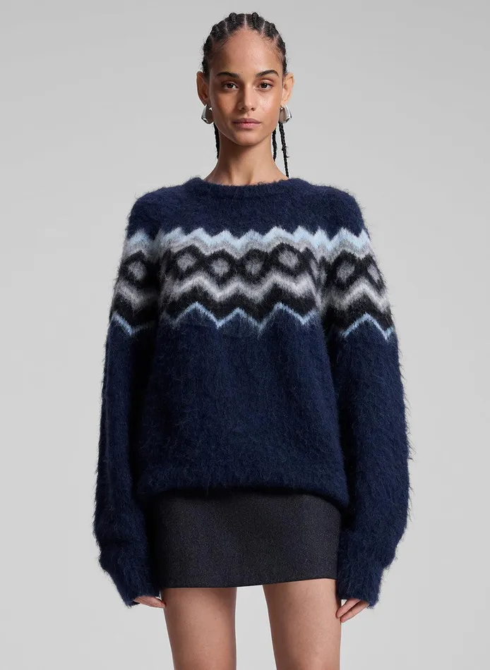 Women Ezra Fairisle Sweater Navy Multi ALC Knitwear