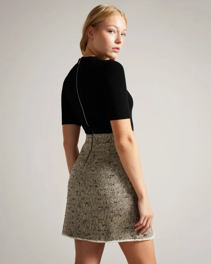 Women FELIOD 8211 Mini Herringbone Knit Dress Natural Ted Baker Dresses Women FELIOD 8211 Mini Herringbone Knit Dress Natural Ted Baker Dresses