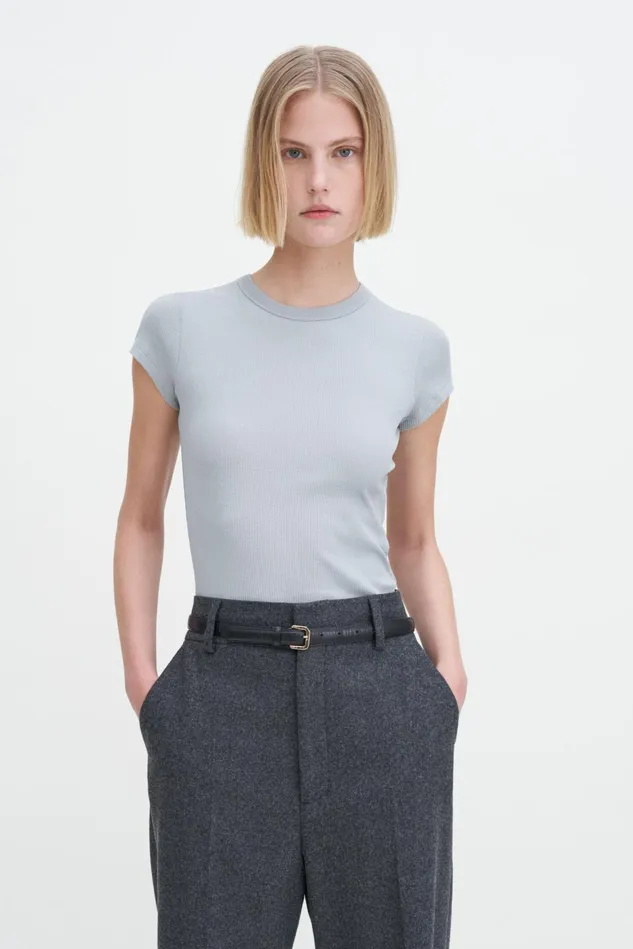 Women Fine Rib Tee Thunderstorm Filippa K Tops