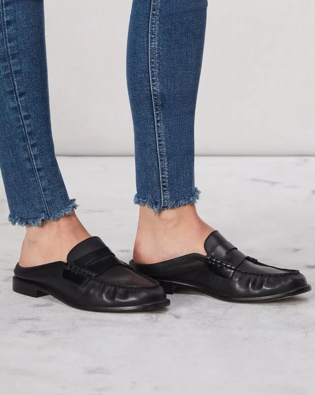 Women Flats Rag and Bone Carter Leather Mule Black