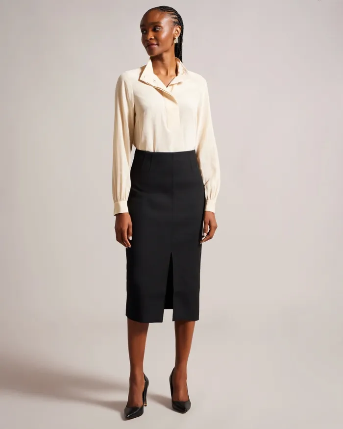 Women FLOREEI 8211 Slimline Midi Skirt With Peplum Black Ted Baker Skirts Women FLOREEI 8211 Slimline Midi Skirt With Peplum Black Ted Baker Skirts