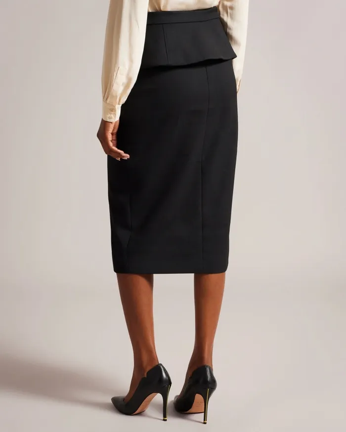 Women FLOREEI 8211 Slimline Midi Skirt With Peplum Black Ted Baker Skirts Women FLOREEI 8211 Slimline Midi Skirt With Peplum Black Ted Baker Skirts