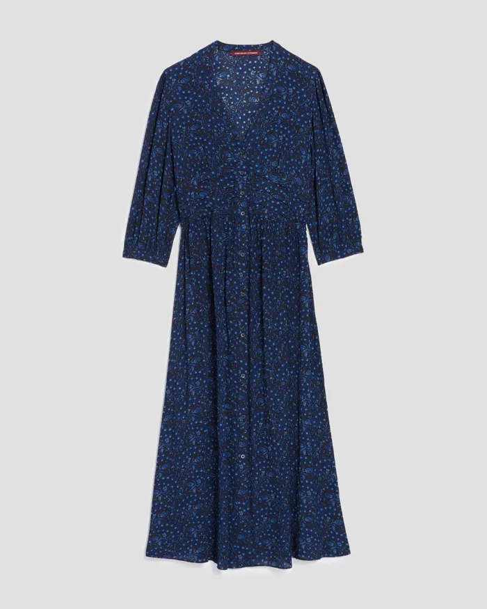 Women Fluid Maxi Dress Batik Navy Comptoir Des Cotonniers Dresses and Jumpsuits Women Fluid Maxi Dress Batik Navy Comptoir Des Cotonniers Dresses and Jumpsuits