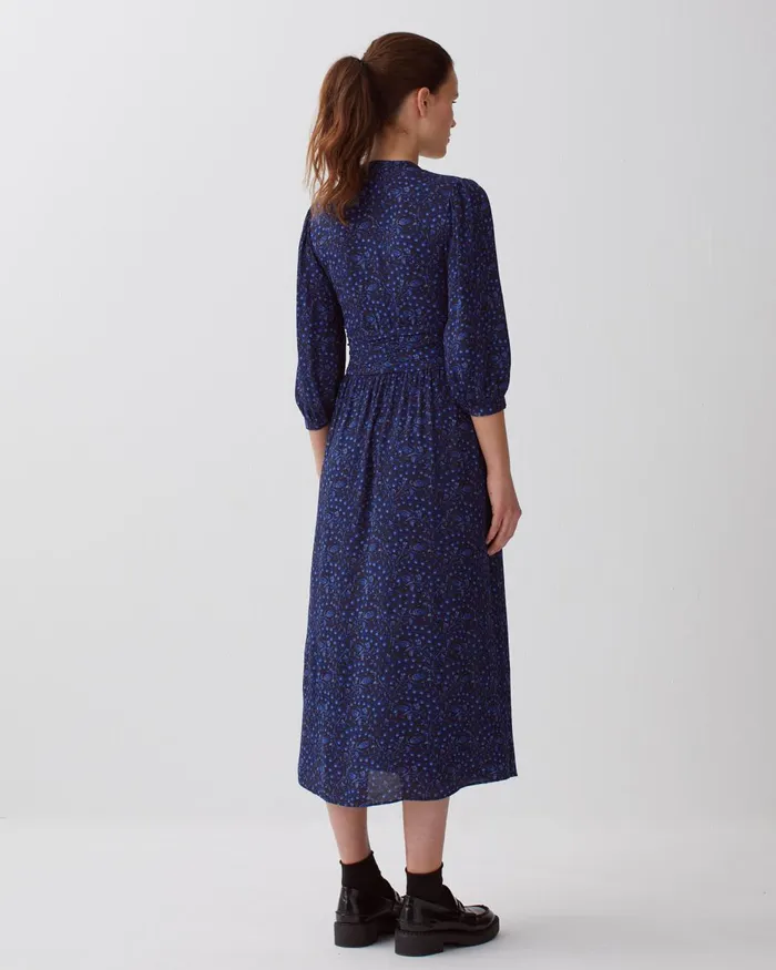 Women Fluid Maxi Dress Batik Navy Comptoir Des Cotonniers Dresses and Jumpsuits Women Fluid Maxi Dress Batik Navy Comptoir Des Cotonniers Dresses and Jumpsuits