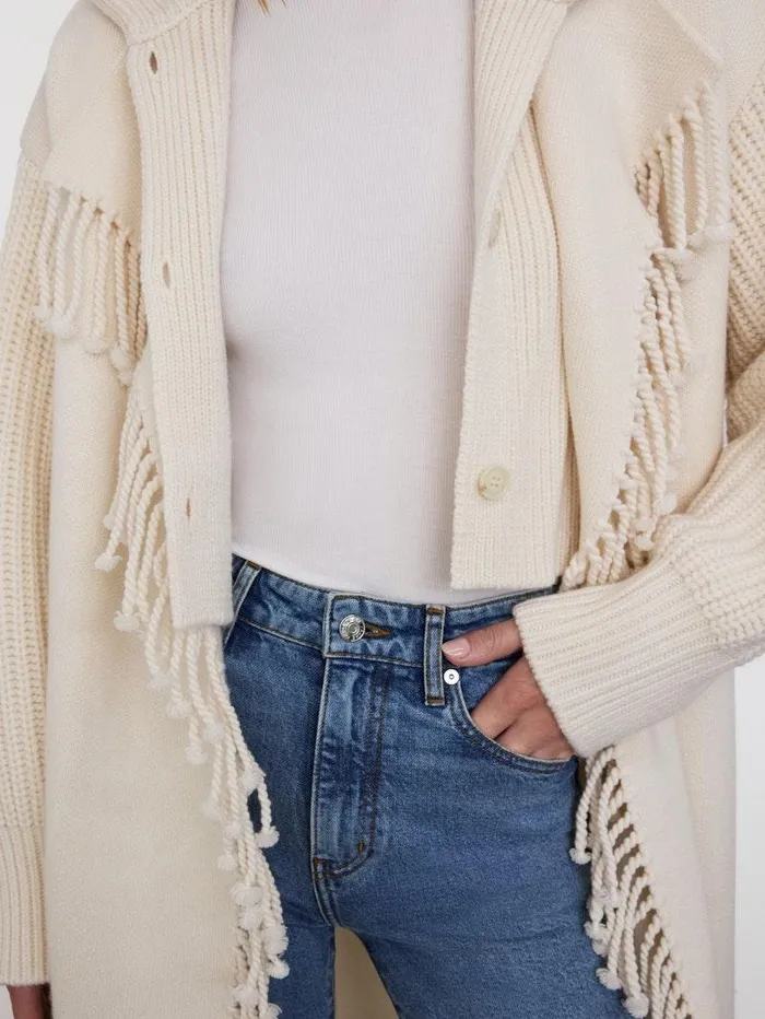 Women FRAME The Alpine Edit Jacquard Fringe Coat