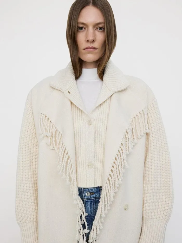 Women FRAME The Alpine Edit Jacquard Fringe Coat