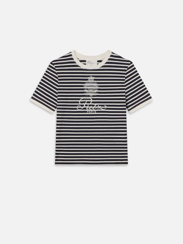 Women FRAME The Resort Edit Ritz Striped Baby Tee