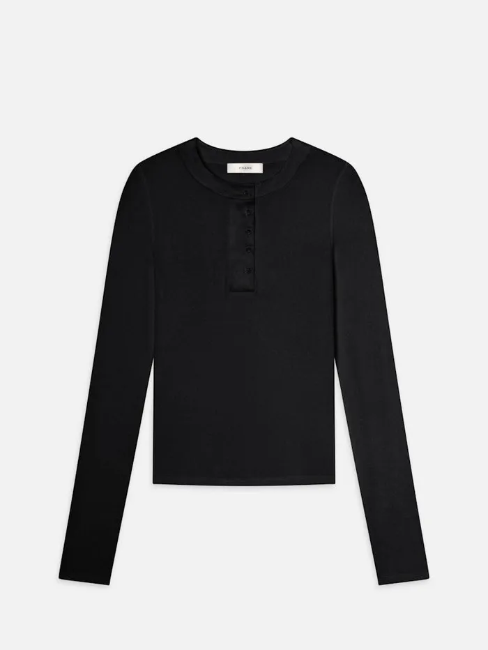 Women FRAME Tops and Blouses The Satin Trim Henley