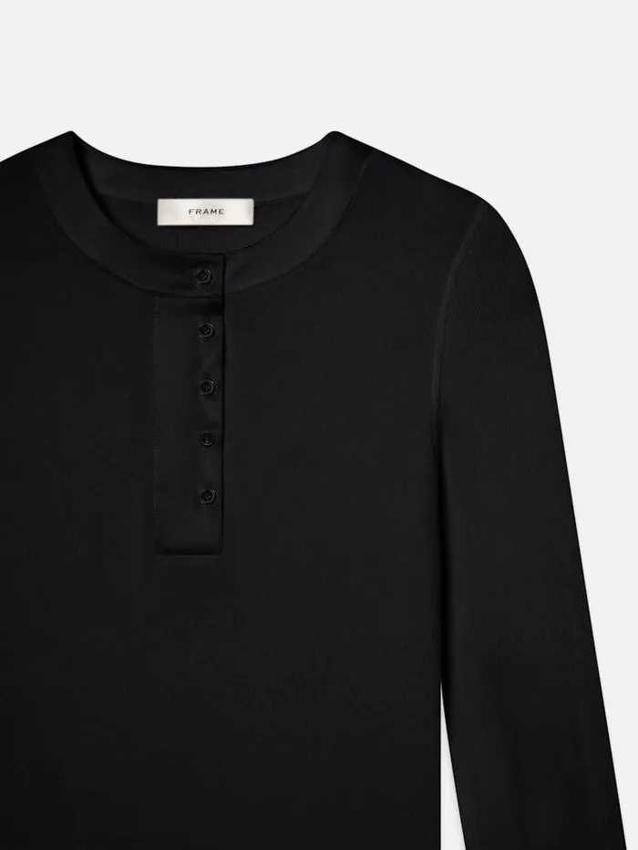 Women FRAME Tops and Blouses The Satin Trim Henley
