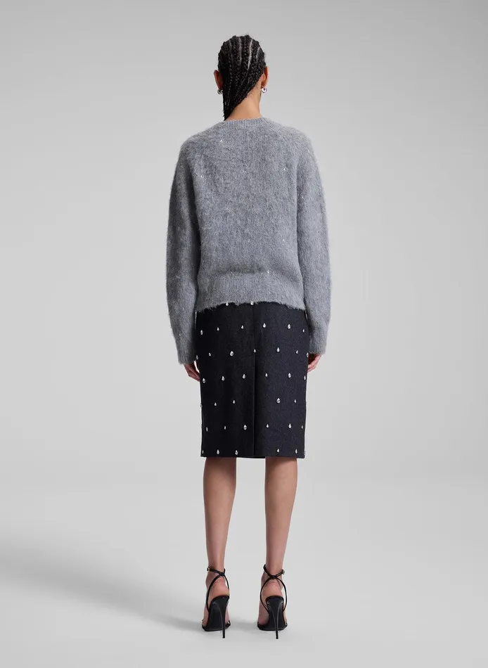 Women Frankie Wool Cashmere Embellished Sweater Medium Heather Grey ALC Sweaters