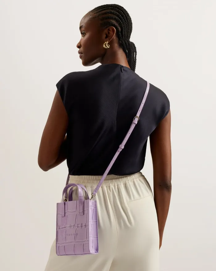 Women GATOCON 8211 Mini Croc Detail Icon Bag Lilac Ted Baker Crossbody Bags Women GATOCON 8211 Mini Croc Detail Icon Bag Lilac Ted Baker Crossbody Bags