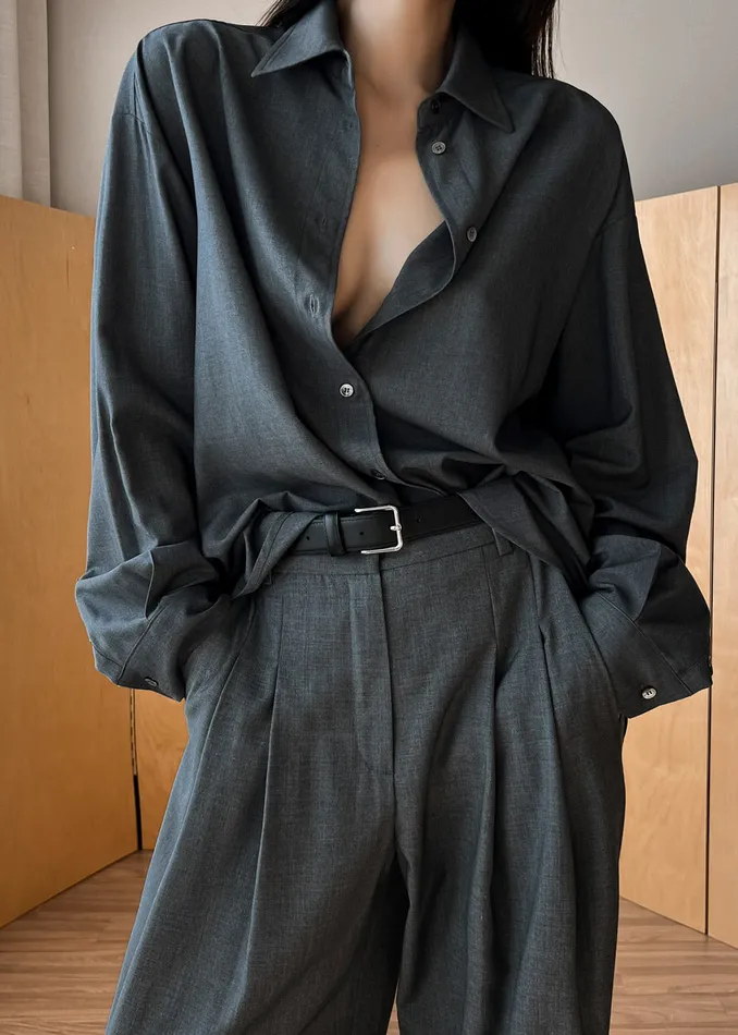 Women Gelso Shirt 8211 Dark Grey Melange The Frankie Shop Tops