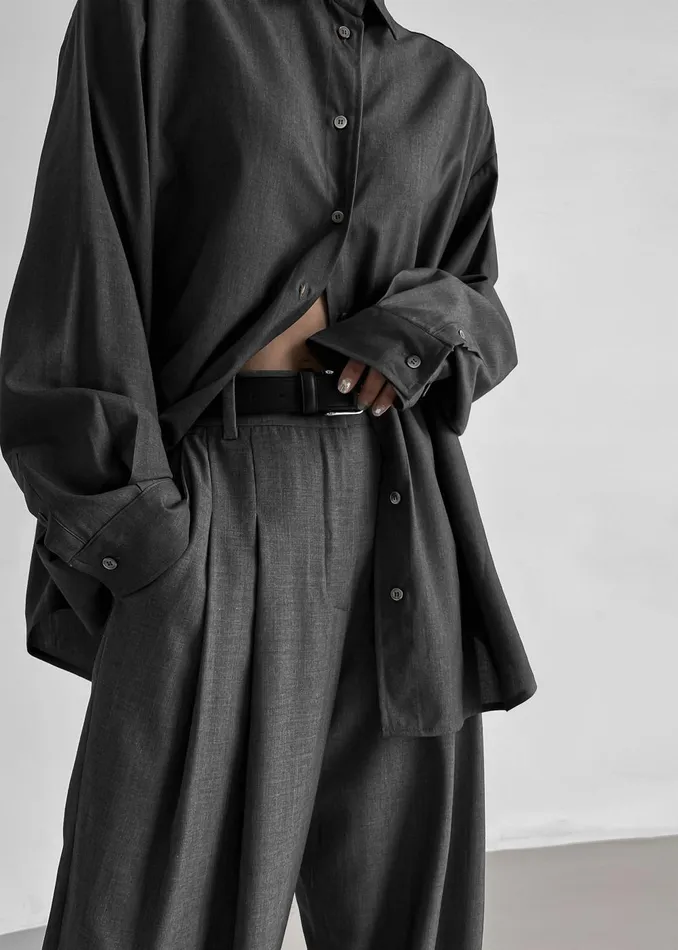 Women Gelso Shirt 8211 Dark Grey Melange The Frankie Shop Tops