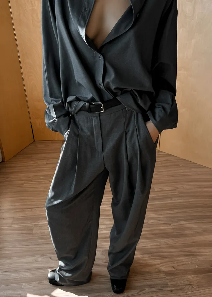 Women Gelso Shirt 8211 Dark Grey Melange The Frankie Shop Tops