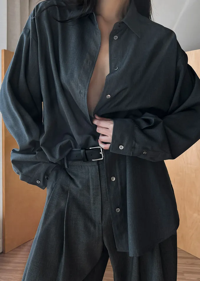 Women Gelso Shirt 8211 Dark Grey Melange The Frankie Shop Tops