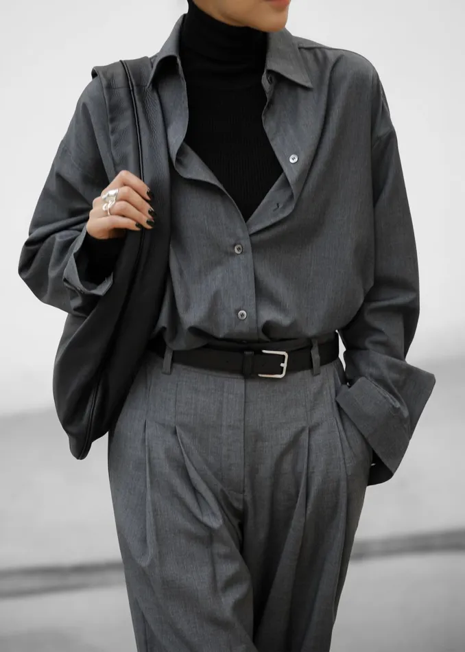 Women Gelso Shirt 8211 Dark Grey Melange The Frankie Shop Tops