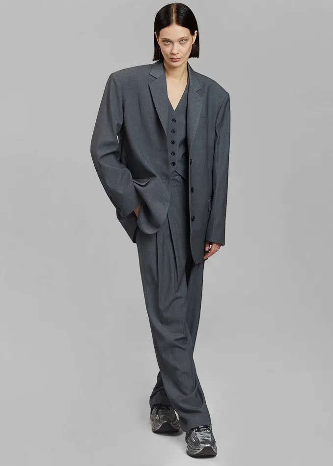Women Gelso Waistcoat 8211 Dark Grey Melange The Frankie Shop Outerwear