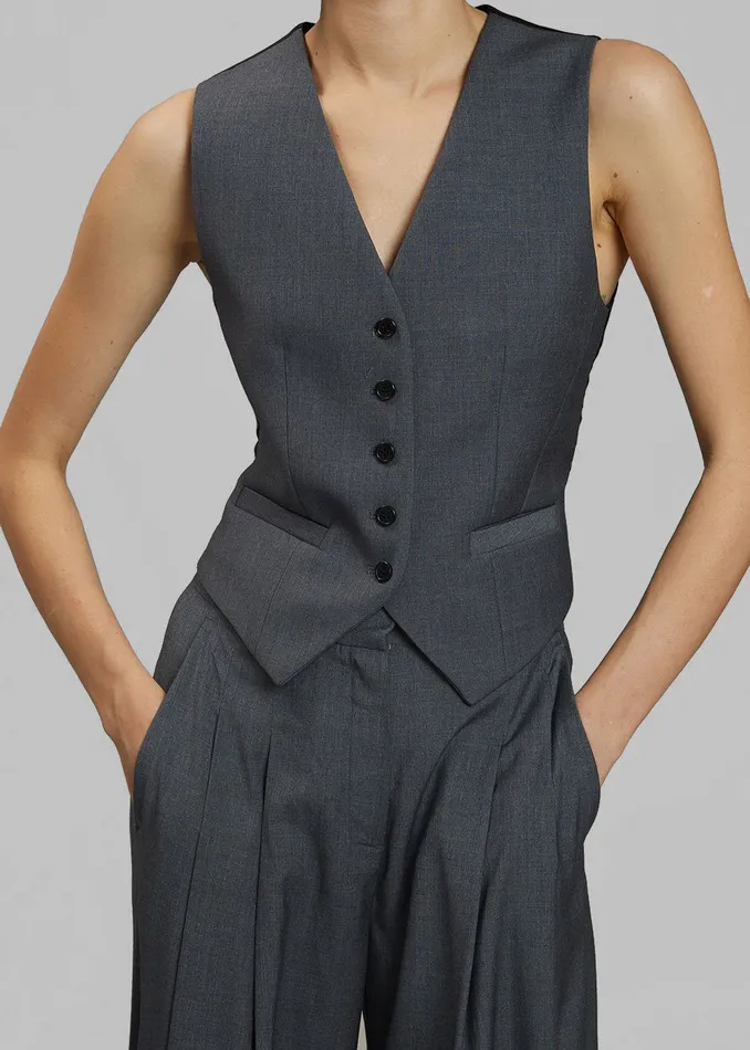 Women Gelso Waistcoat 8211 Dark Grey Melange The Frankie Shop Outerwear