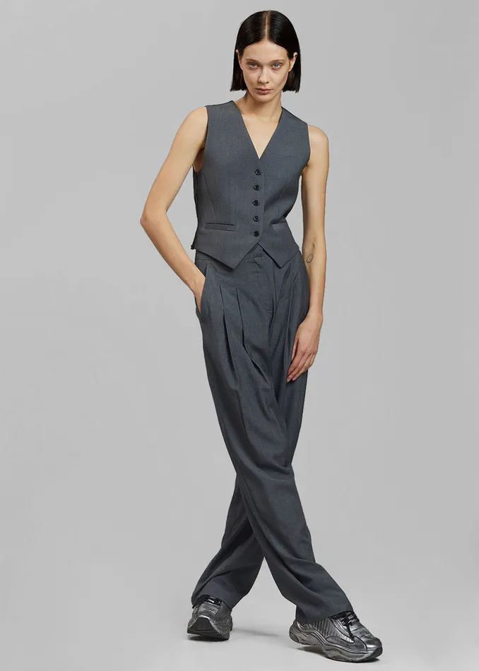 Women Gelso Waistcoat 8211 Dark Grey Melange The Frankie Shop Outerwear
