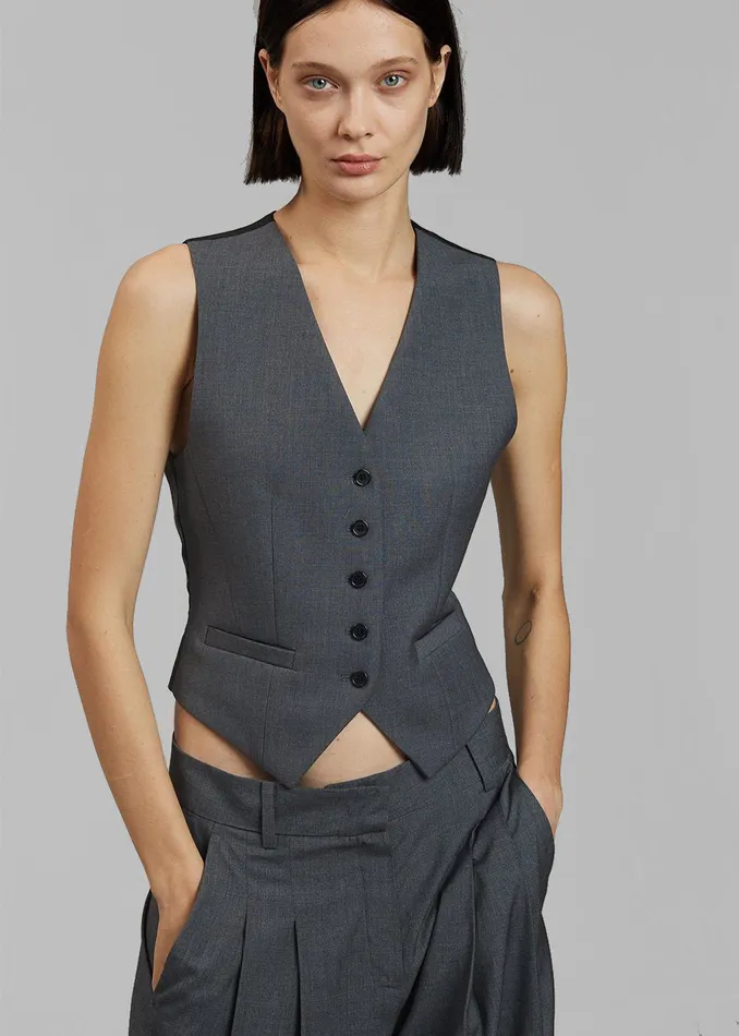 Women Gelso Waistcoat 8211 Dark Grey Melange The Frankie Shop Outerwear
