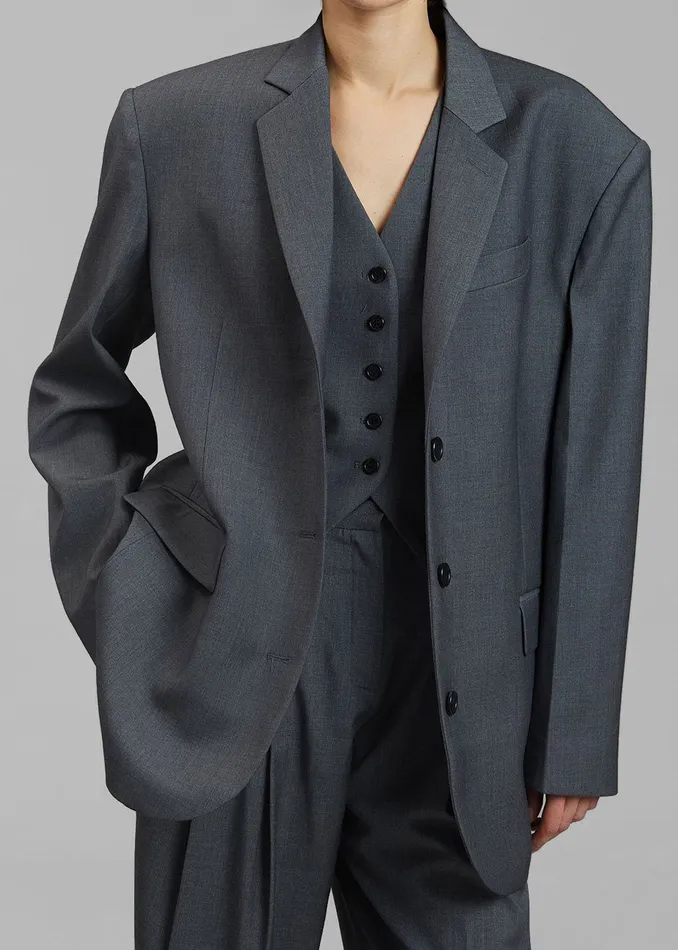 Women Gelso Waistcoat 8211 Dark Grey Melange The Frankie Shop Outerwear