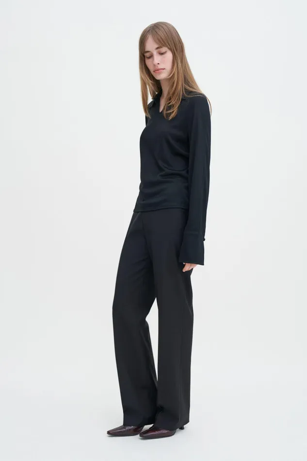 Women Glossy Jersey Shirt Black Filippa K Tops