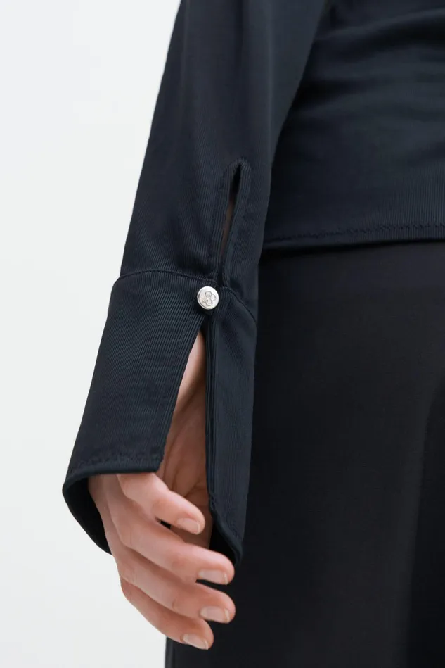 Women Glossy Jersey Shirt Black Filippa K Tops