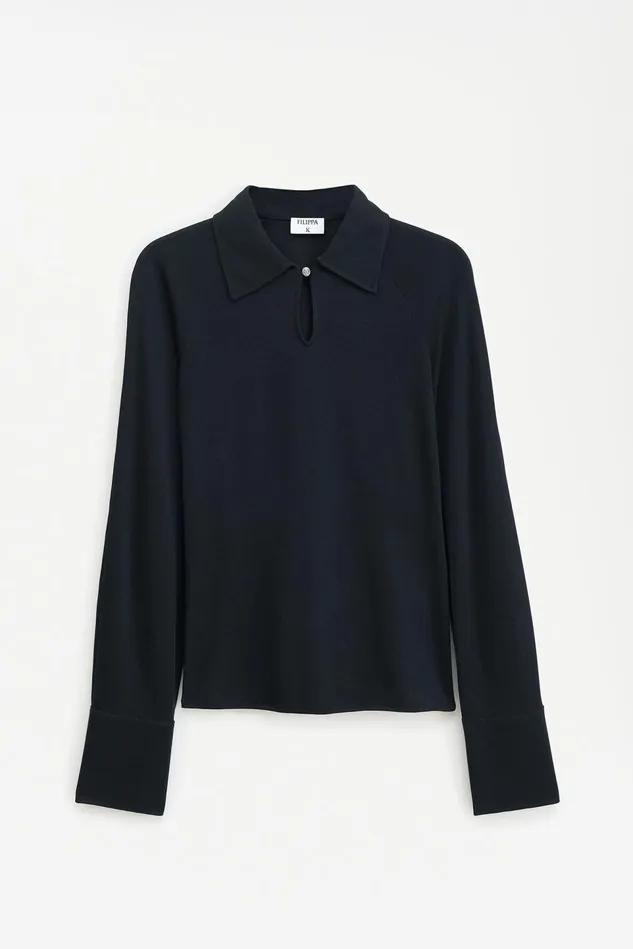 Women Glossy Jersey Shirt Black Filippa K Tops