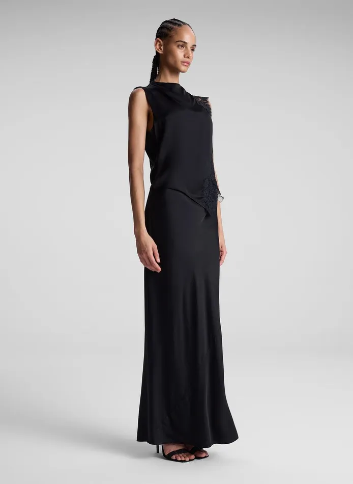 Women Gracie Satin And Lace Sleeveless Top Black ALC Tops