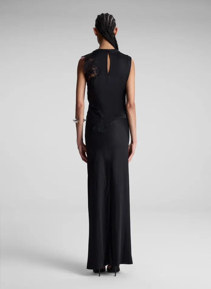Women Gracie Satin And Lace Sleeveless Top Black ALC Tops