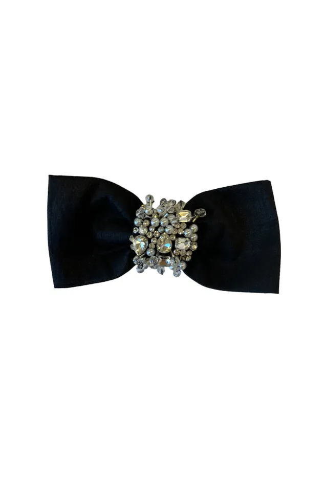 Women Hair Accessories LoveShackFancy Luddington Crystal Barrette Black