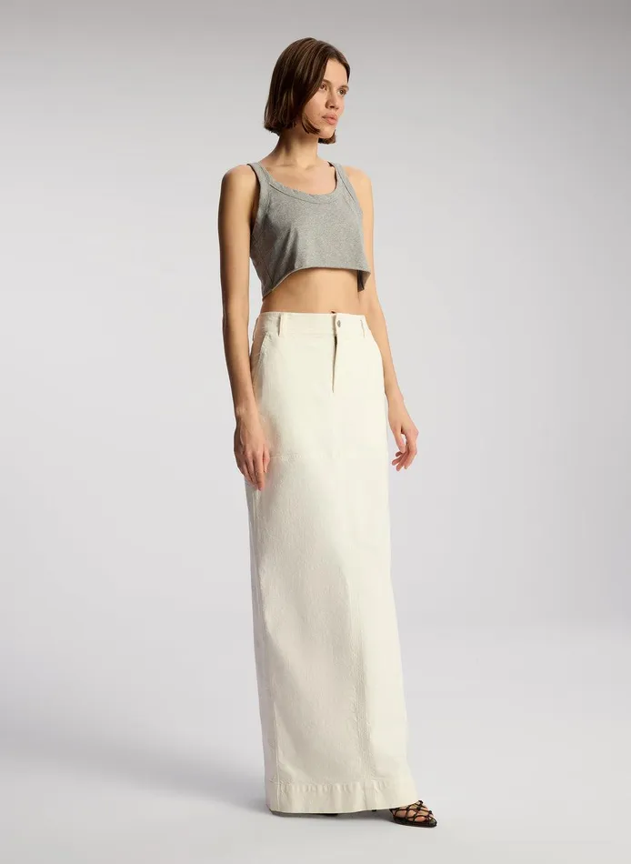 Women Halsey Cropped Cotton Rib Tank Grey Melange ALC Tops