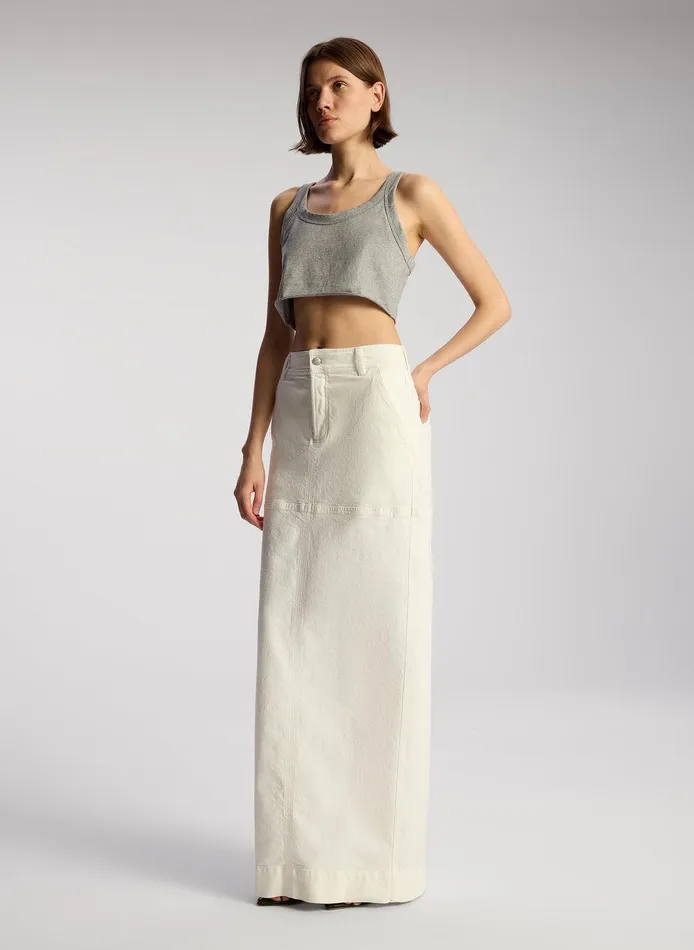Women Halsey Cropped Cotton Rib Tank Grey Melange ALC Tops