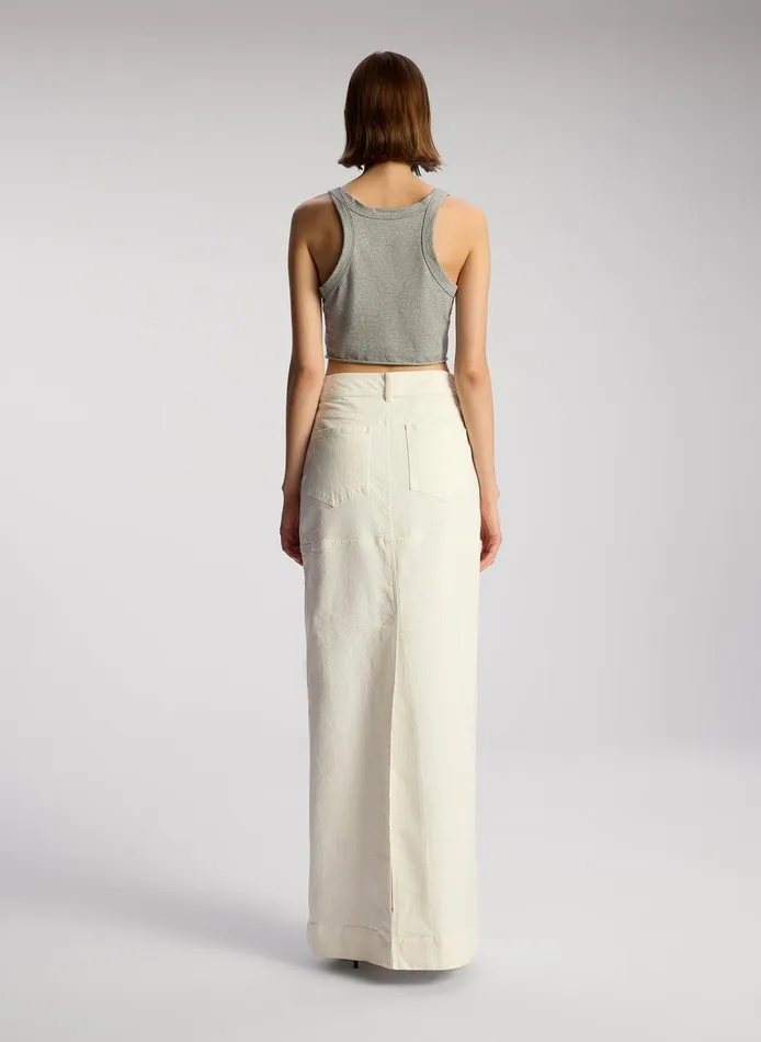 Women Halsey Cropped Cotton Rib Tank Grey Melange ALC Tops