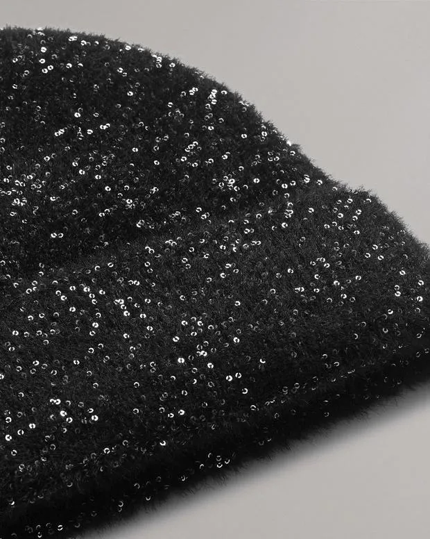 Women Hats and Gloves Rag and Bone Danni Sequin Beanie Black