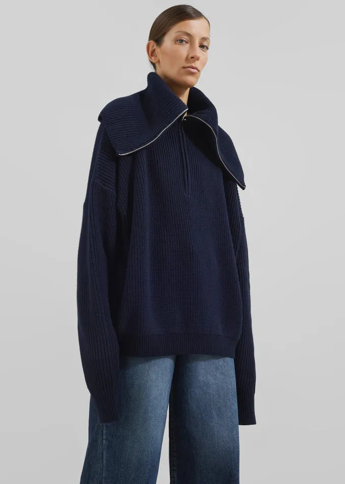 Women Hazel Oversized Wool Jumper 8211 Dark Navy The Frankie Shop Knitwear