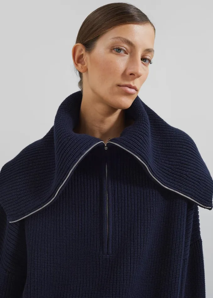 Women Hazel Oversized Wool Jumper 8211 Dark Navy The Frankie Shop Knitwear