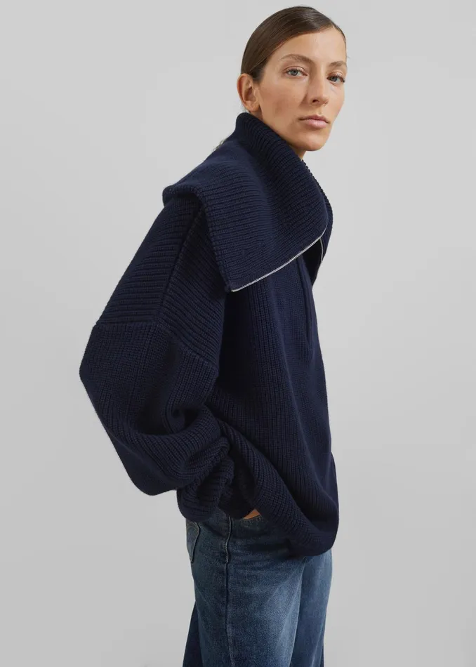 Women Hazel Oversized Wool Jumper 8211 Dark Navy The Frankie Shop Knitwear