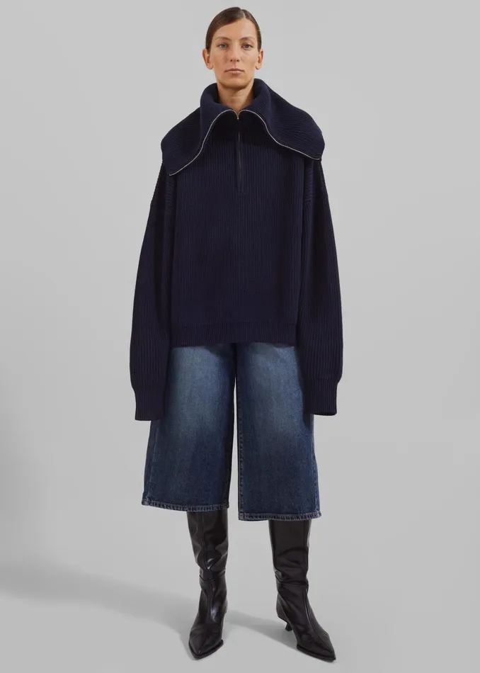 Women Hazel Oversized Wool Jumper 8211 Dark Navy The Frankie Shop Knitwear