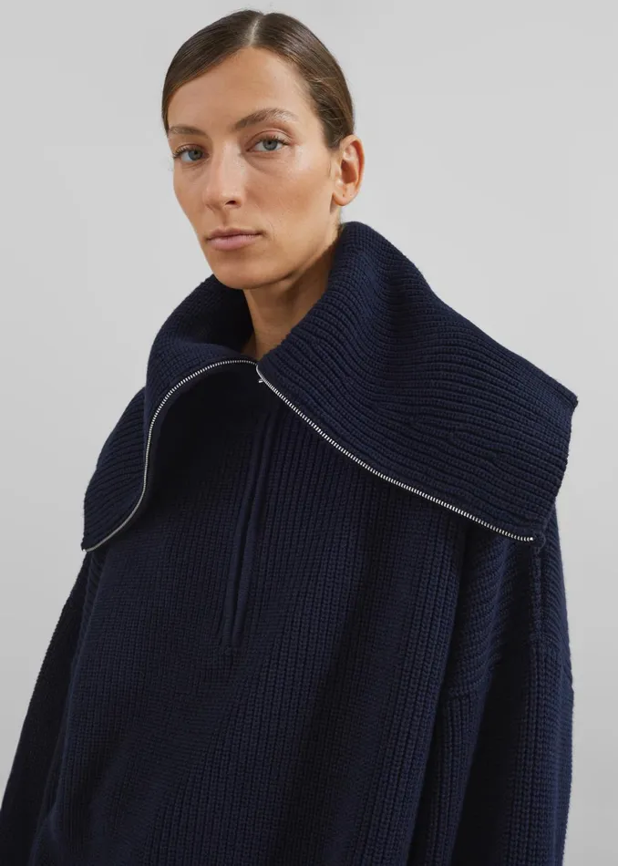 Women Hazel Oversized Wool Jumper 8211 Dark Navy The Frankie Shop Knitwear