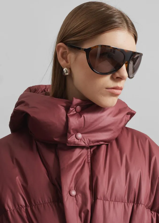 Women Hedon Belted Puffer Jacket 8211 Burgundy The Frankie Shop Outerwear