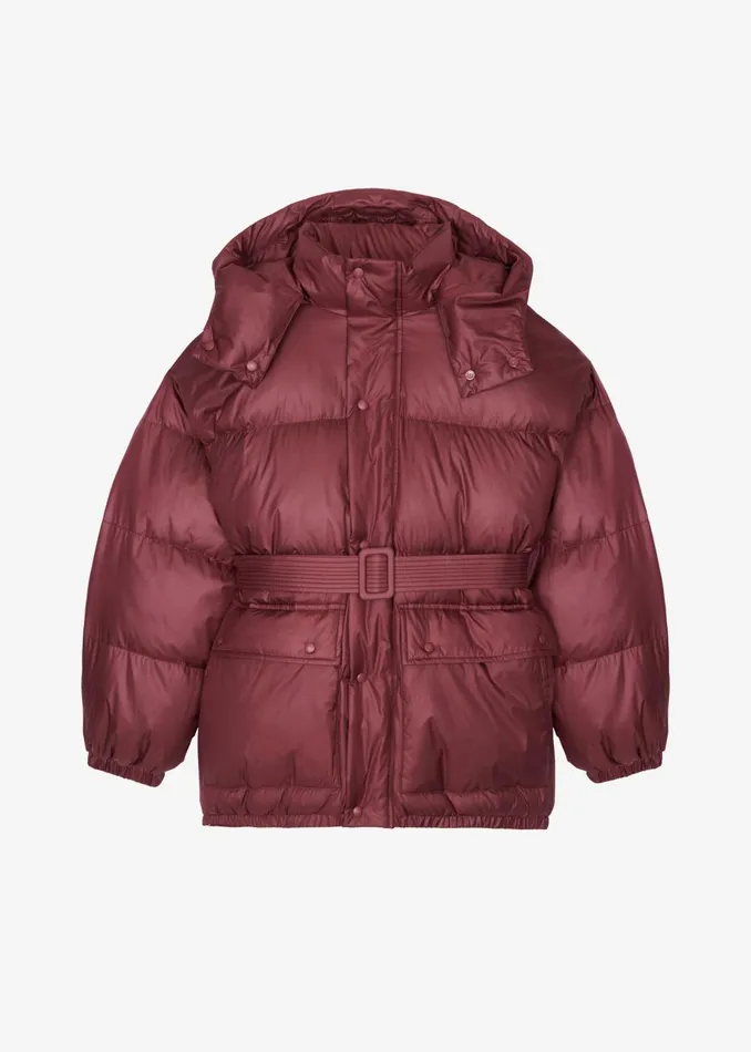 Women Hedon Belted Puffer Jacket 8211 Burgundy The Frankie Shop Outerwear