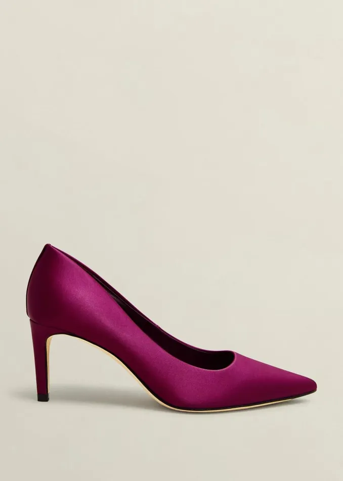 Women Heels Hobbs Leila Satin Courts Warm Plum