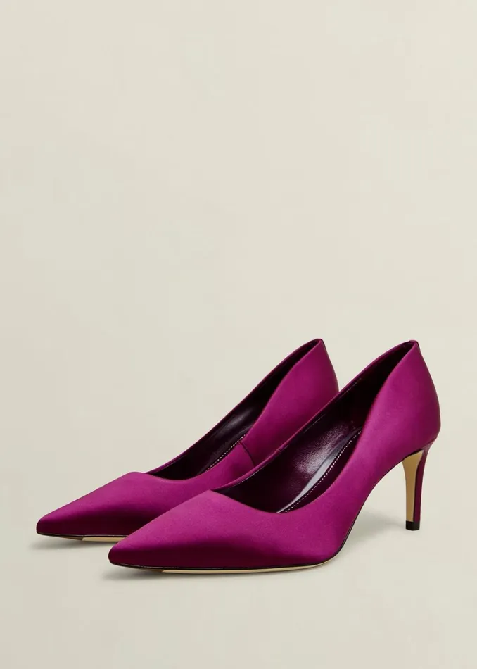 Women Heels Hobbs Leila Satin Courts Warm Plum