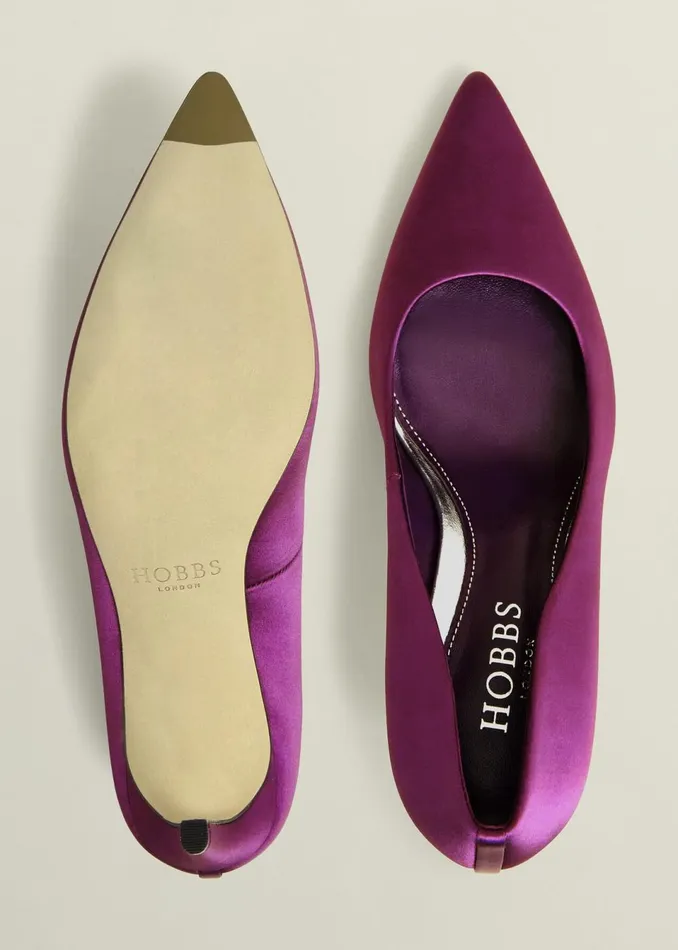 Women Heels Hobbs Leila Satin Courts Warm Plum