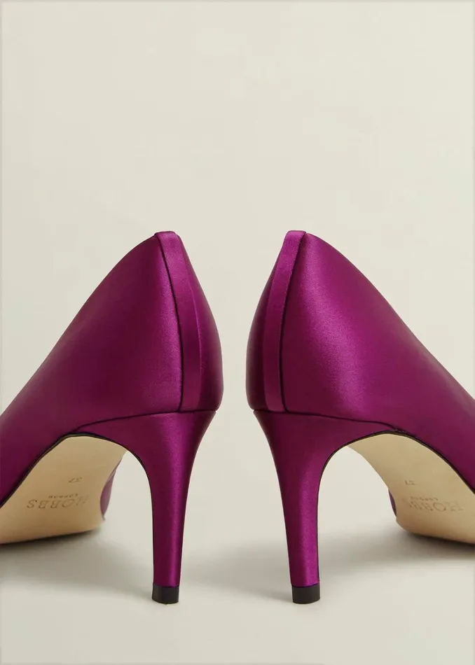 Women Heels Hobbs Leila Satin Courts Warm Plum